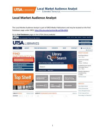 Local Market Audience Analyst - UTSA Libraries