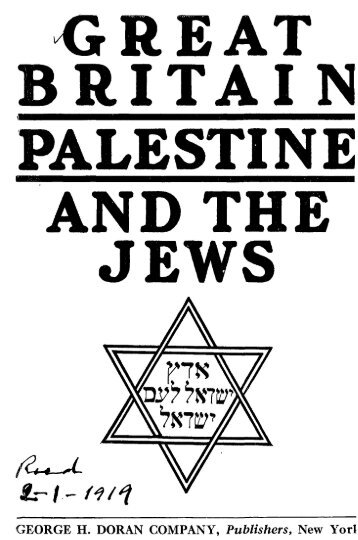 Great Britain, Palestine and the Jews