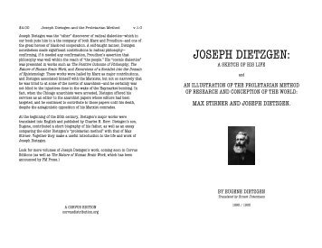 JOSEPH DIETZGEN: - The Libertarian Labyrinth