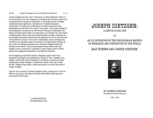 JOSEPH DIETZGEN: - The Libertarian Labyrinth