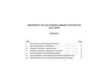 2004-05 Statistics - UC Libraries - University of California