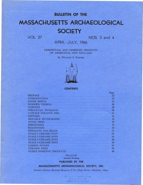 Ceremonial and Domestic Products of Aboriginal New England