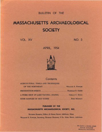 Bulletin of the Massachusetts Archaeological Society, Vol. 15, No. 3 ...