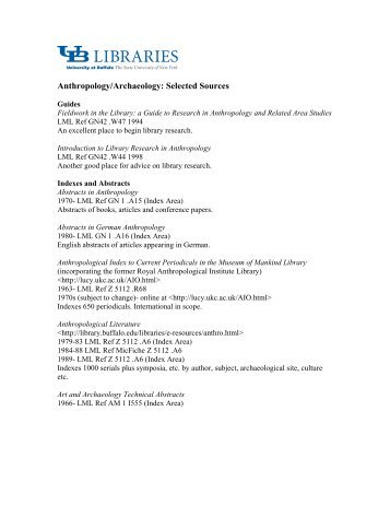 Anthropology/Archaeology - University at Buffalo Libraries