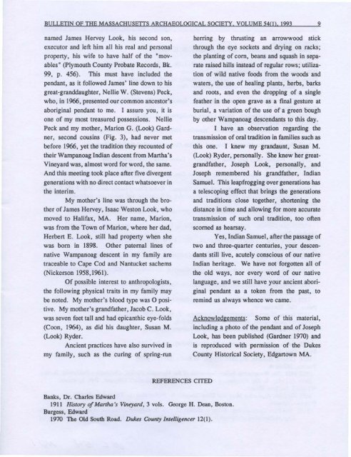 Bulletin of the Massachusetts Archaeological Society, Vol. 54, No. 1 ...