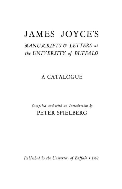 James Joyce's Manuscripts and Letters - University at Buffalo Libraries