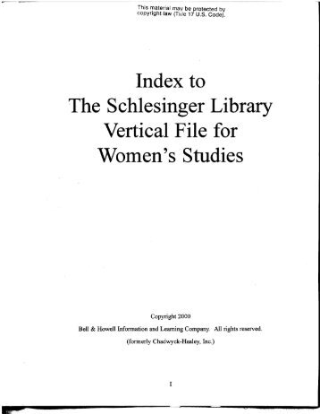 to The Schlesinger Library Vertical File - University at Buffalo Libraries