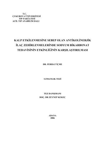 kalp etkilenmesine sebep olan antikolinerjik ilaç zehirlenmelerinde ...