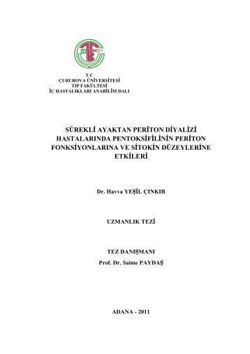 sürekli ayaktan periton diyalizi hastalarında pentoksifilinin periton ...