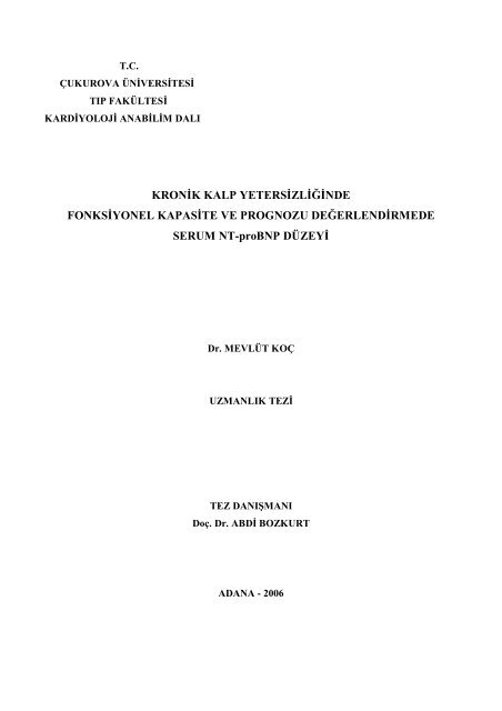 KRONİK KALP YETERSİZLİĞİNDE FONKSİYONEL KAPASİTE VE ...