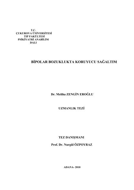 bipolar bozuklukta koruyucu sağaltım - Çukurova Üniversitesi