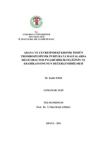 adana ve çevresindeki kronik immün trombositopenik purpura'lı ...