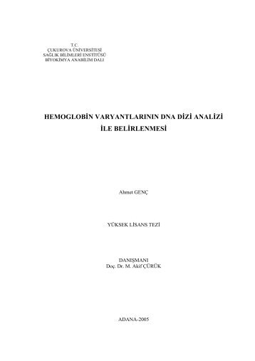 hemoglobin varyantlarının dna dizi analizi ile belirlenmesi