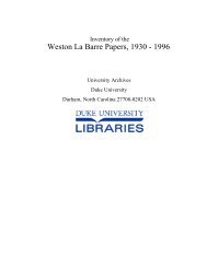 Weston La Barre Papers, 1930 - 1996 - Duke University Libraries