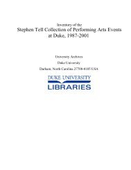 Stephen Tell Collection of Performing Arts Events at Duke, 1987-2001