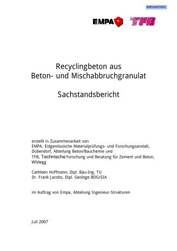 Recyclingbeton aus Beton- und Mischabbruchgranulat ...