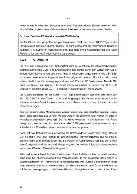 Texte 27/2009: Einfluss von RFID-Tags auf die Abfallentsorgung ...