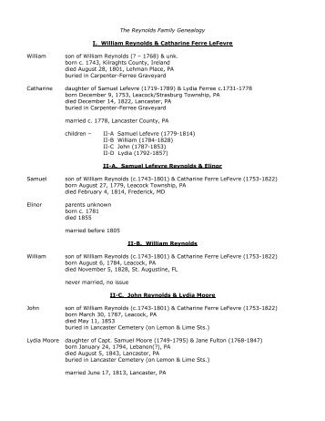 Reynolds Family Genealogy (pdf)