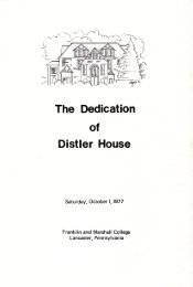 Distler House Dedication Program - Franklin & Marshall College ...