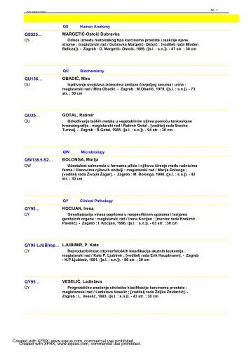 MARGETIĆ-Ostoić Dubravka QS525… OBADIĆ, Mira QU136 ...