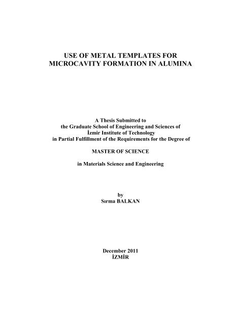 use of metal templates for microcavity formation in alumina