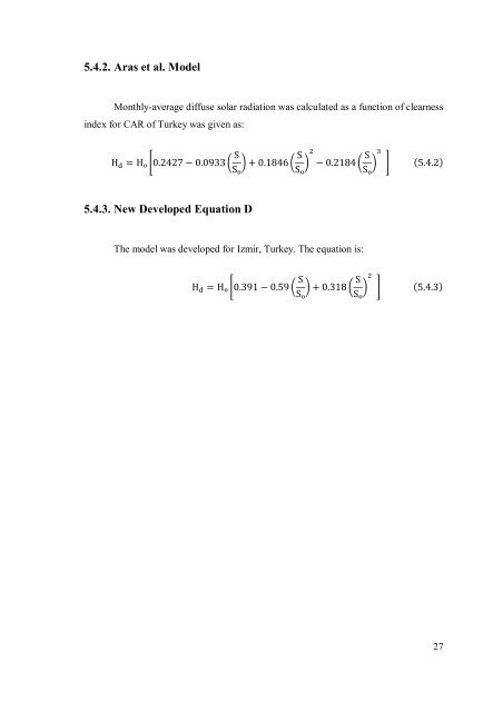 measurement and comparison of solar radiation estimation models ...