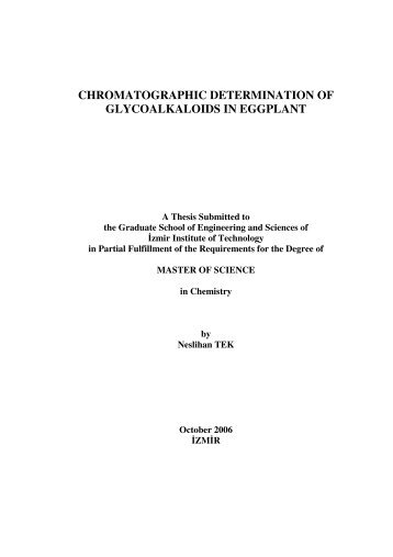 chromatographic determination of glycoalkaloids in eggplant