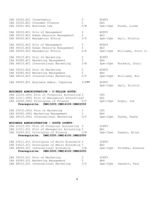 Schedule of Classes 2012 Summer Quarter Lindenwood College for ...