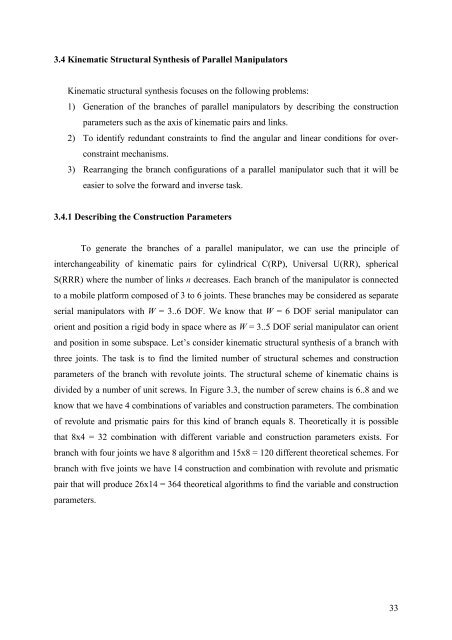 Kinematic and Dynamic Analysis of Spatial Six Degree of Freedom ...