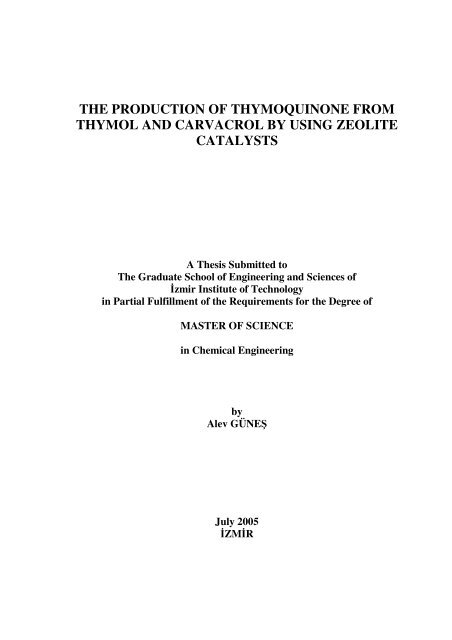 the production of thymoquinone from thymol and carvacrol