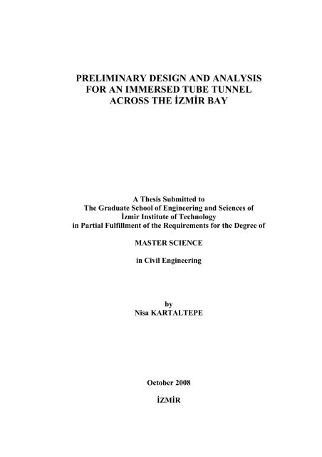 preliminary design and analysis for an immersed tube tunnel across