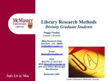 Library Research Methods for Divinity Graduate Students