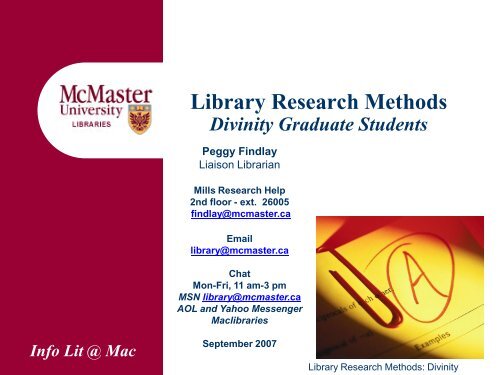 Library Research Methods for Divinity Graduate Students