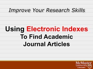 Using Electronic Indexes to Find Journal Articles