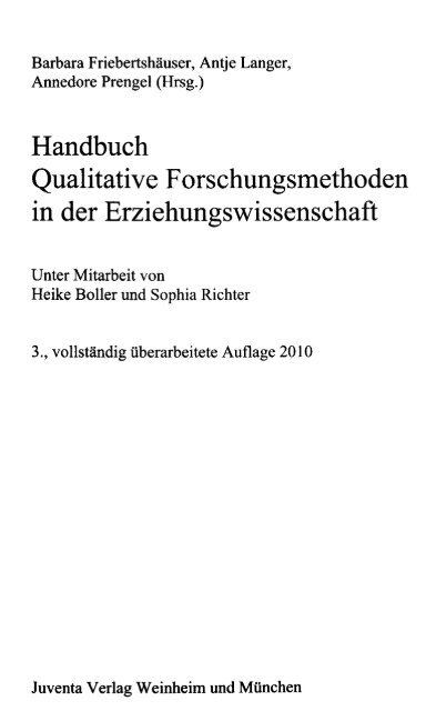 Handbuch Qualitative Forschungsmethoden In Der Erziehungswissenschaft Handbuch Qualitative Forschungsmethoden in der