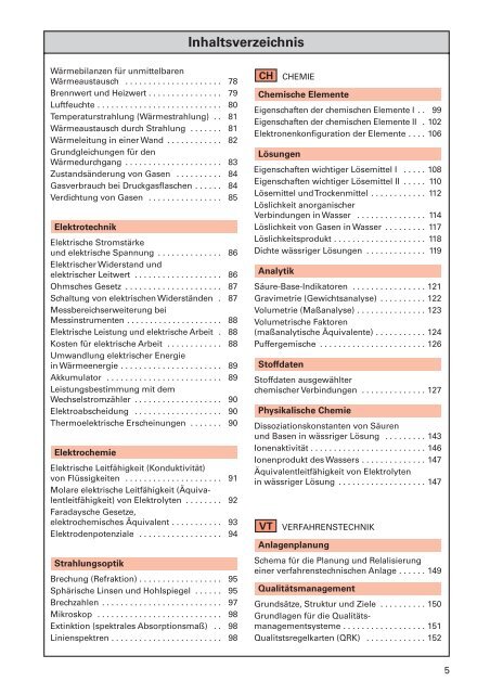 Tabellenbuch Chemietechnik