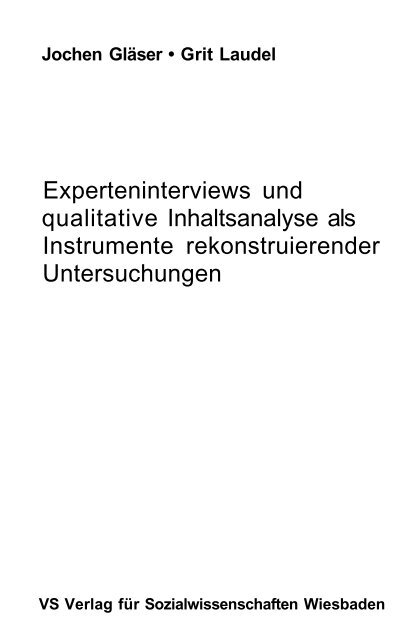 Experteninterviews und qualitative Inhaltsanalyse als Instrumente ...