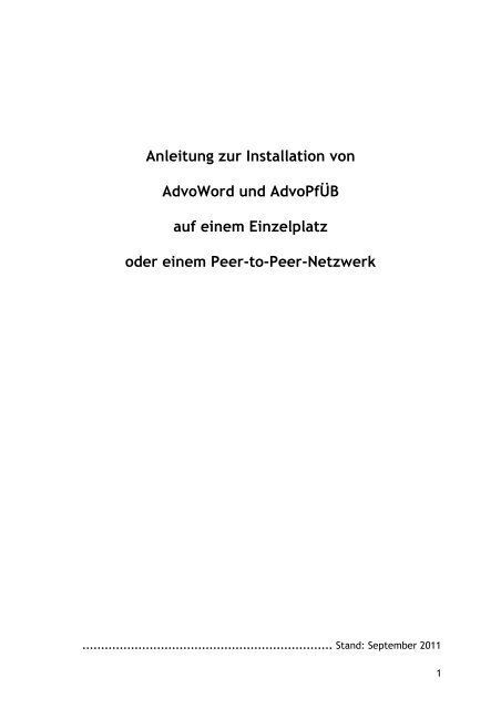 Anleitung zur Installation von AdvoWord und AdvoPfÜB ... - AnNoText