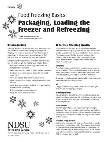 Packaging, Loading the Freezer and Refreezing - NDSU