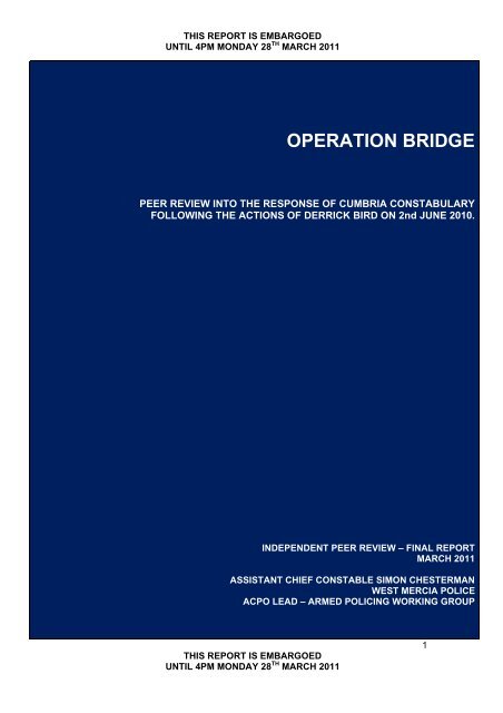 OPERATION BRIDGE - Cumbria Constabulary