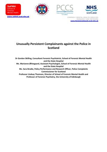 Unusually Persistent Complainants against the Police in ... - SIPR
