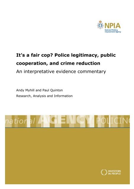 It's a fair cop? Police legitimacy, public cooperation, and crime
