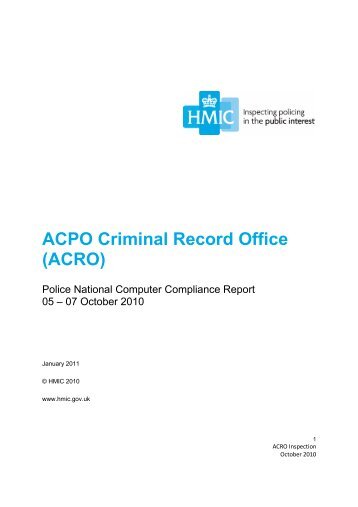 ACPO Criminal Record Office (ACRO) - HMIC