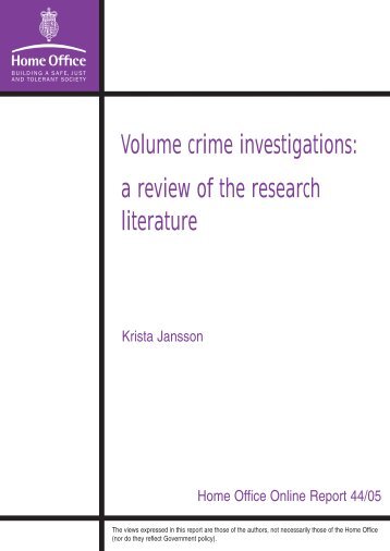 Volume crime investigations: a review of the research literature