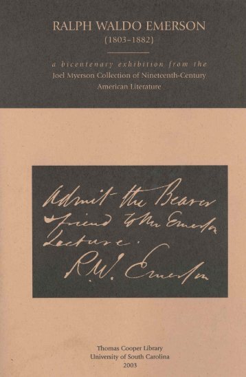 Ralph Waldo Emerson (1803-1882): a bicentenary exhibition