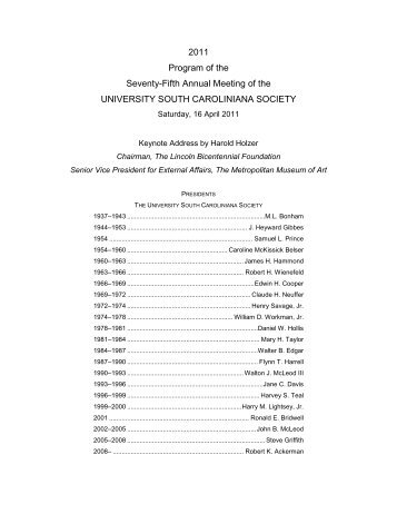 2011 Program of the Seventy-Fifth Annual Meeting - University of ...