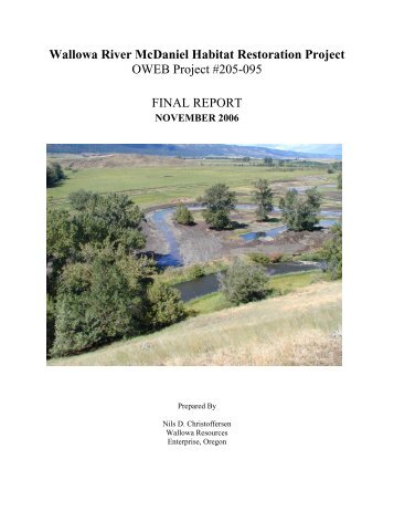 Wallowa River McDaniel Habitat Restoration Project - State of Oregon