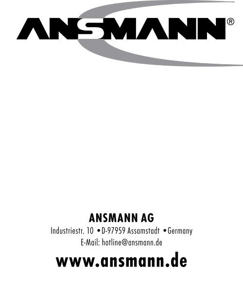 Bedienungsanleitung - Ansmann