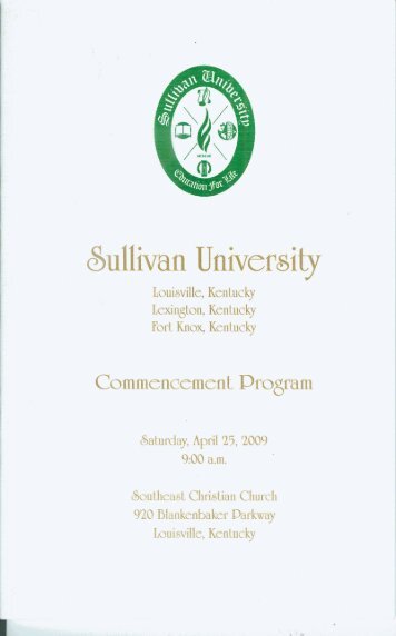 Commencement Program - Sullivan University | Library