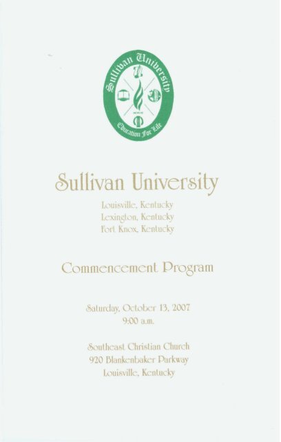 Commencement Program - Sullivan University | Library